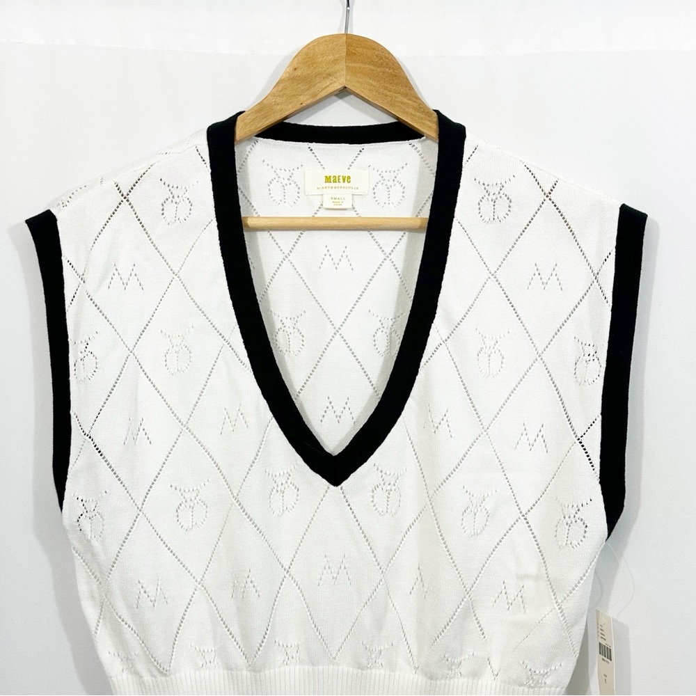 NWT Anthropologie Violette Icon Logo Knit Sweater Vest Top - Picture 5 of 13